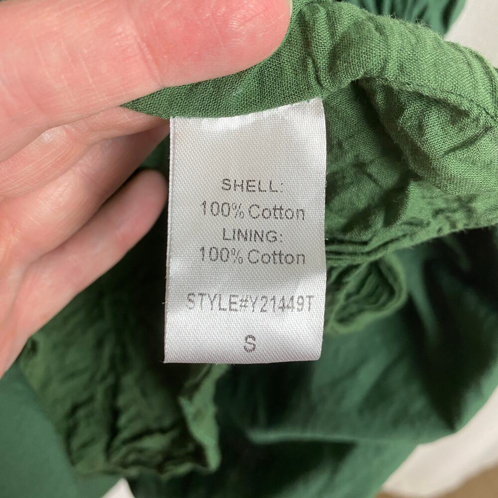 Pomander Place Tuckernuck Green Cotton Tiered Ceci Smocked Mini Dress Sz.S - Picture 14 of 15